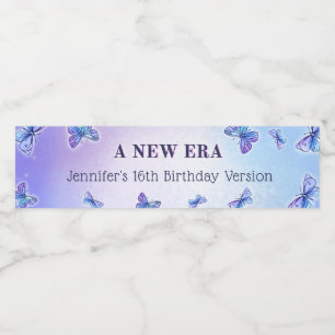 Purple Butterfly Eras Birthday Party Water Bottle  Label