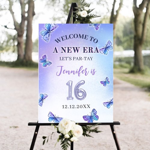 Purple Butterfly Eras Birthday Welcome Sign
