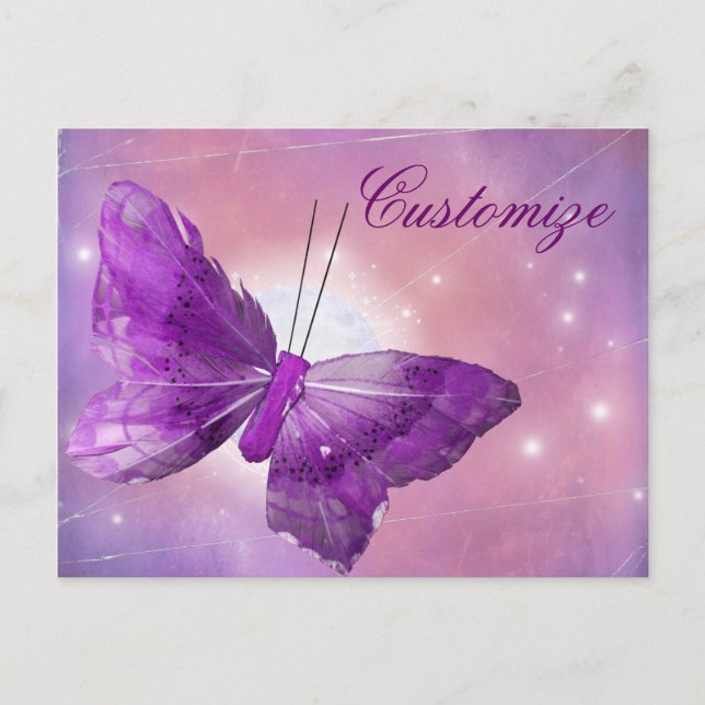 Purple Butterfly Fantasy Moon Designs Postcard (Front)