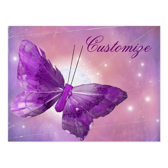 Purple Butterfly Fantasy Moon Designs Postcard