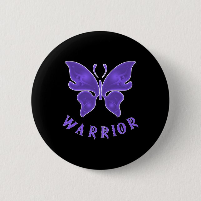 Purple Butterfly Fibro Migraine Lupus Warrior Awar Button (Front)
