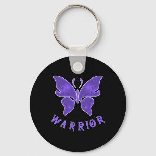 Purple Butterfly Fibro Migraine Lupus Warrior Awar Keychain
