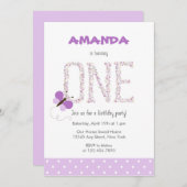 Purple Butterfly First Birthday Invitation (Front/Back)