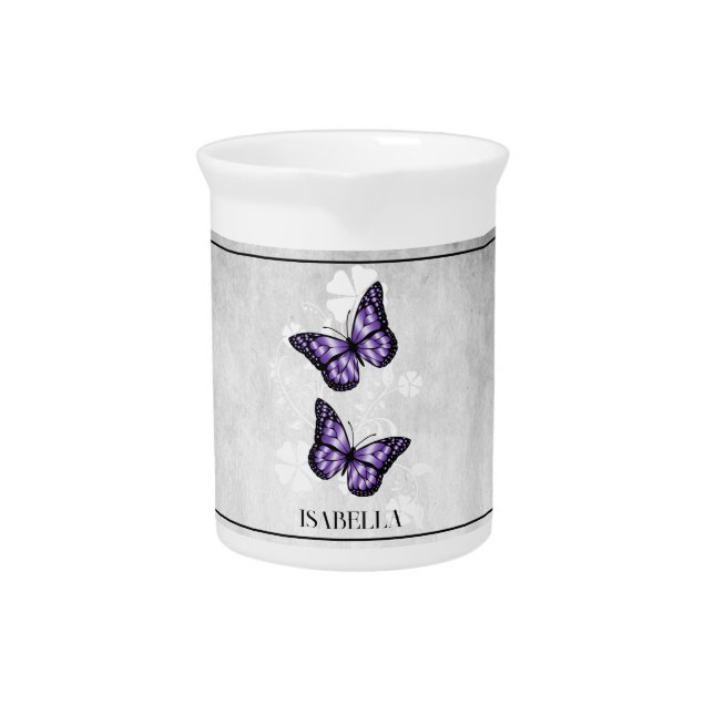 Purple Butterfly Floral Beverage Pitcher (Front)
