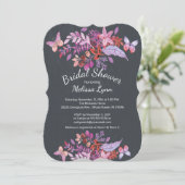 Purple Butterfly Floral Fall Bridal Shower Invitation (Standing Front)