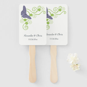 Purple Butterfly Floral Hand Fan
