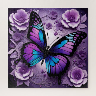 Purple Butterfly Floral  Jigsaw Puzzle