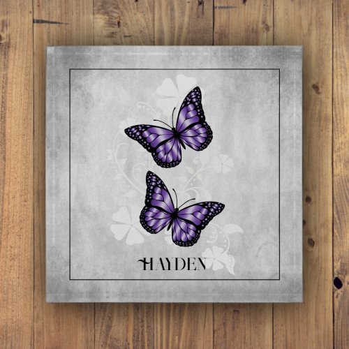 Purple Butterfly Floral Paperweight