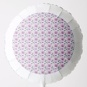Purple Butterfly Floral Pattern Cute Cottagecore Balloon
