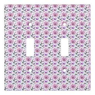 Purple Butterfly Floral Pattern Cute Cottagecore Light Switch Cover