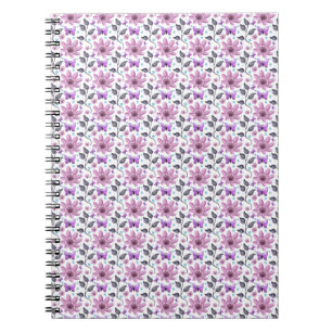Purple Butterfly Floral Pattern Cute Cottagecore Notebook