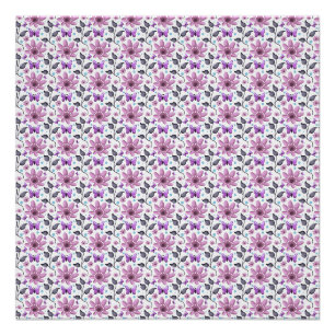Purple Butterfly Floral Pattern Cute Cottagecore Poster