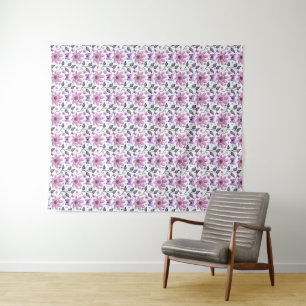Purple Butterfly Floral Pattern Cute Cottagecore Tapestry