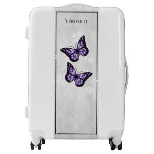 Purple Butterfly Floral Personalized Luggage