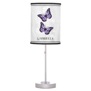 Purple Butterfly Floral Personalized Table Lamp