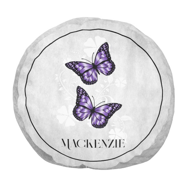Purple Butterfly Floral Pouf (Top)