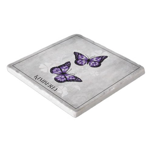 Purple Butterfly Floral Trivet