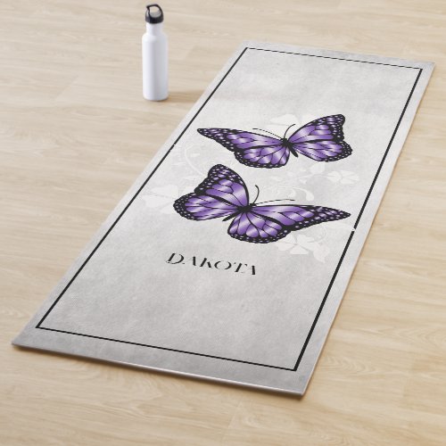 Purple Butterfly Floral Yoga Mat