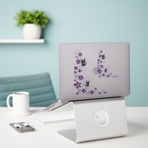 Purple Butterfly Flower Custom_Cut Vinyl Border Sticker