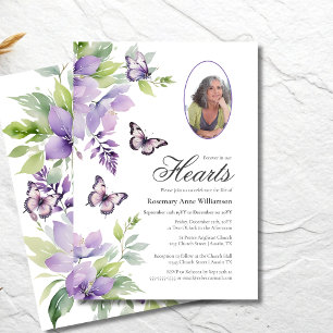 Purple Butterfly Forever In our Hearts Funeral Invitation