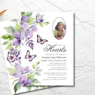 Purple Butterfly Forever In our Hearts Funeral Invitation