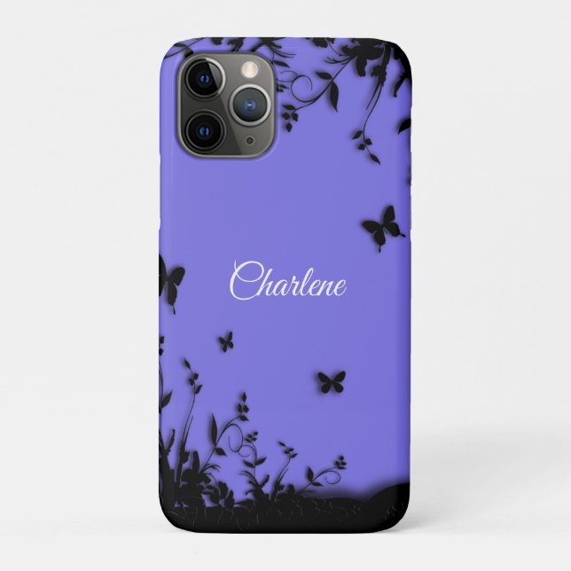 Purple Butterfly Garden Personalized Case-Mate iPhone Case (Back)