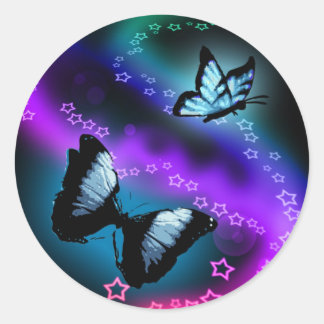 Purple Butterfly Genesis Classic Round Sticker