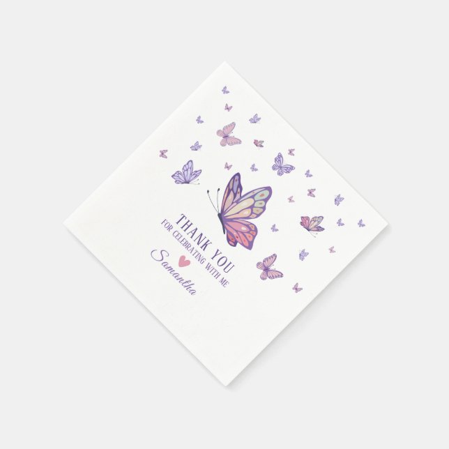 Purple Butterfly girl baby shower  Napkins (Corner)