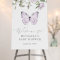 Purple Butterfly Girl Baby Shower Welcome Sign