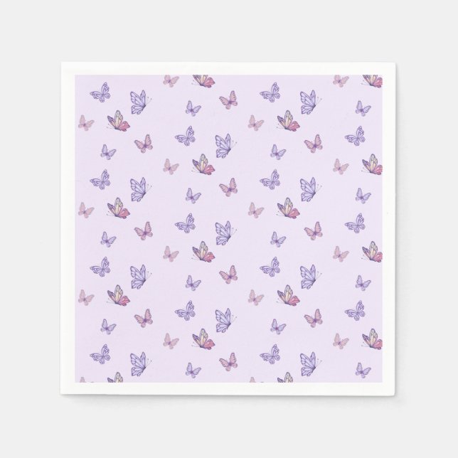 Purple Butterfly girl birthday  Napkins (Front)