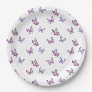 Purple Butterfly girl birthday Paper Plates