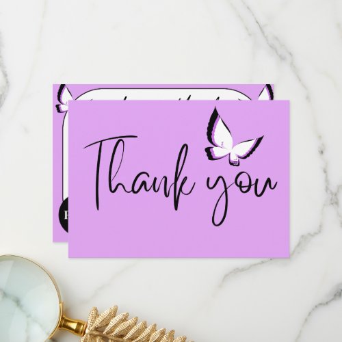 Purple Butterfly Gratitude Thank You Card