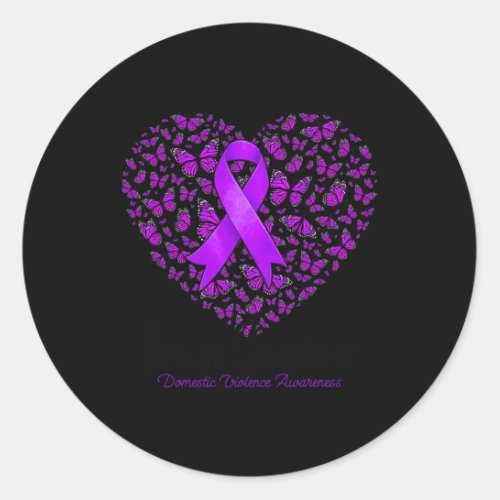 Purple Butterfly Heart Im A Survivor Domestic Vio Classic Round Sticker