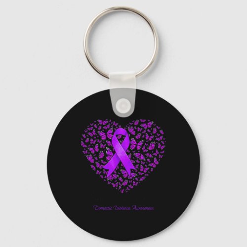 Purple Butterfly Heart Im A Survivor Domestic Vio Keychain