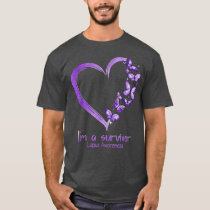 Purple Butterfly Heart I'm A Survivor Lupus Awaren T-Shirt