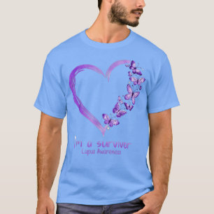 Purple Butterfly Heart I'm A Survivor Lupus Awaren T-Shirt
