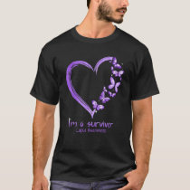Purple Butterfly Heart Im A Survivor Lupus Awarene T-Shirt