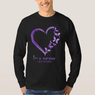 Purple Butterfly Heart Im A Survivor Lupus Awarene T-Shirt