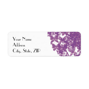 Purple Butterfly Heart Return Address Label