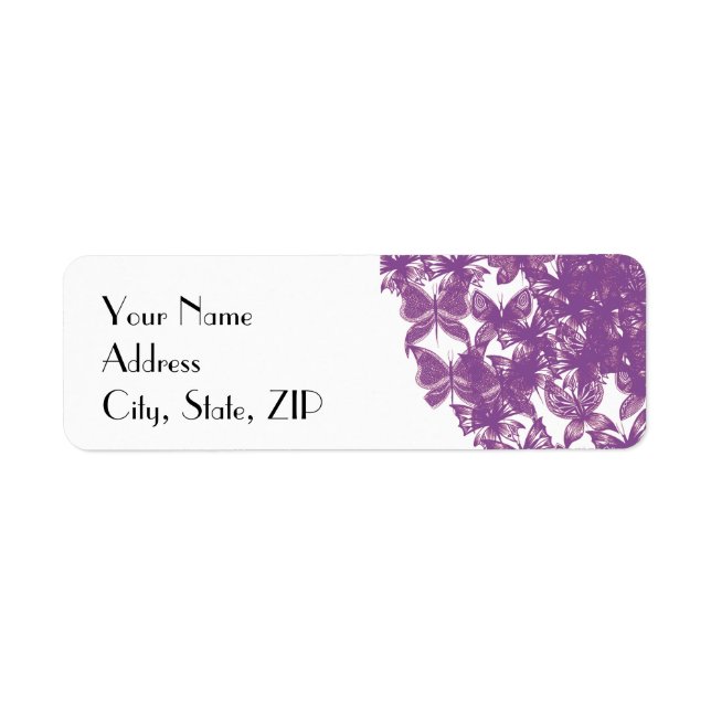 Purple Butterfly Heart Return Address Label (Front)