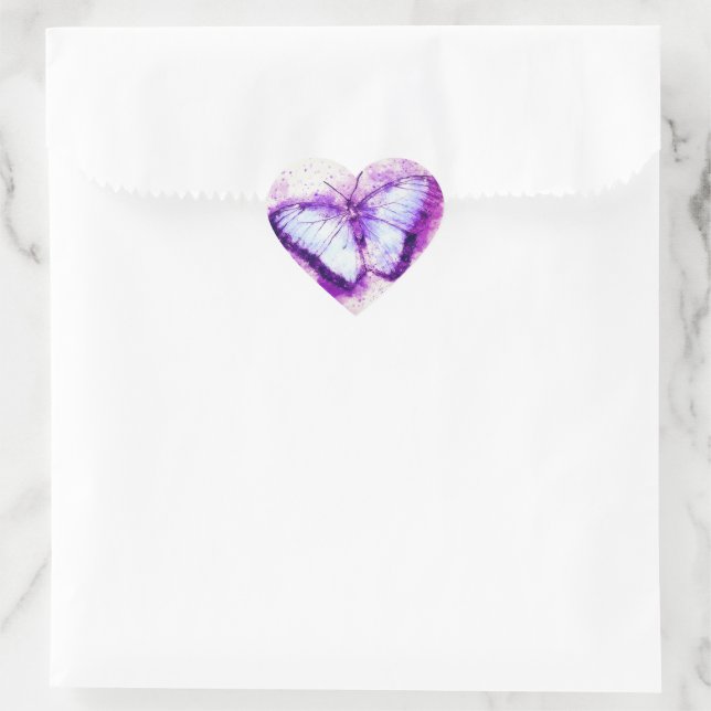 Purple Butterfly Heart Sticker (Bag)