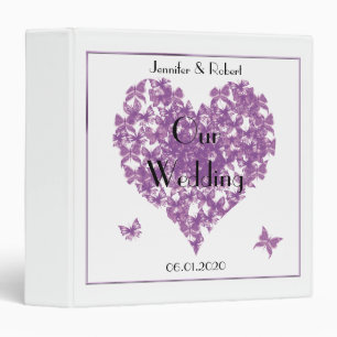 Purple Butterfly Heart Wedding Binder