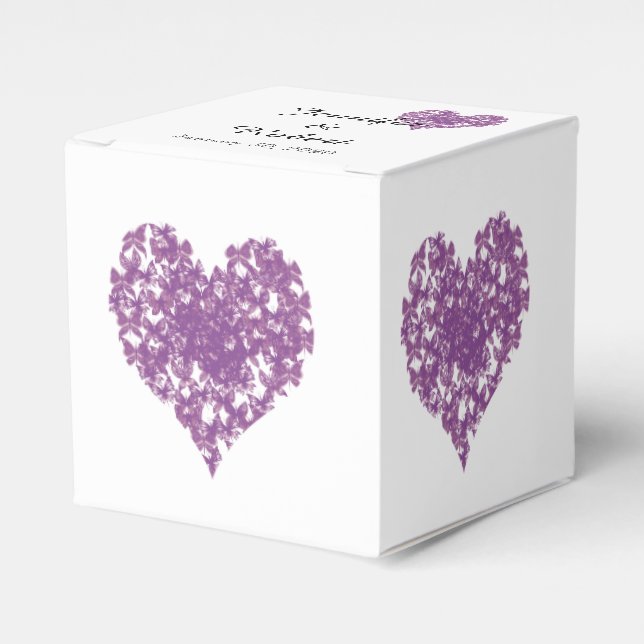 Purple Butterfly Heart Wedding Favor Box (Front Side)