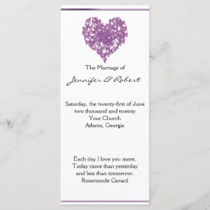 Purple Butterfly Heart Wedding Program