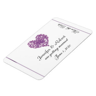 Purple Butterfly Heart Wedding Save the Date Magnet