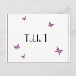 Purple Butterfly Heart Wedding Table Number