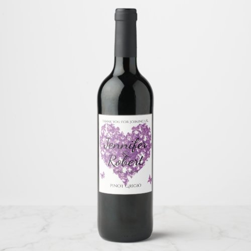 Purple Butterfly Heart Wine Label