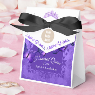 Purple Butterfly Honored Queen Ribbon Favor Box