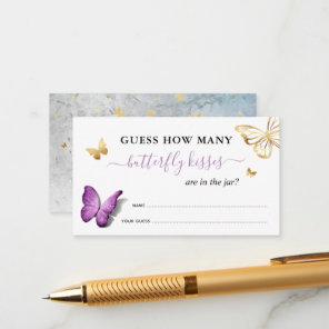 Purple Butterfly How Many Kisses Bridal Game Enclosure Card