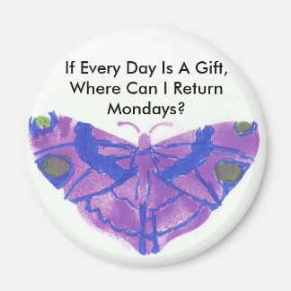 purple butterfly humorous fridge magnet